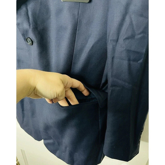 Joe Joseph Abboud 100% Wool Suit Jacket Balzer Men Sz 37 Long Navy Blue Business - Picture 3 of 14